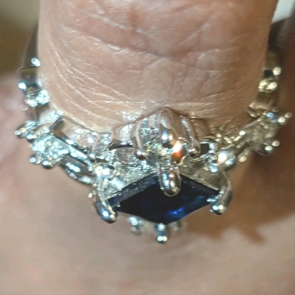 Ladie's Vintage Design Princess Cut Lab Created Sapphire Engagement Ring